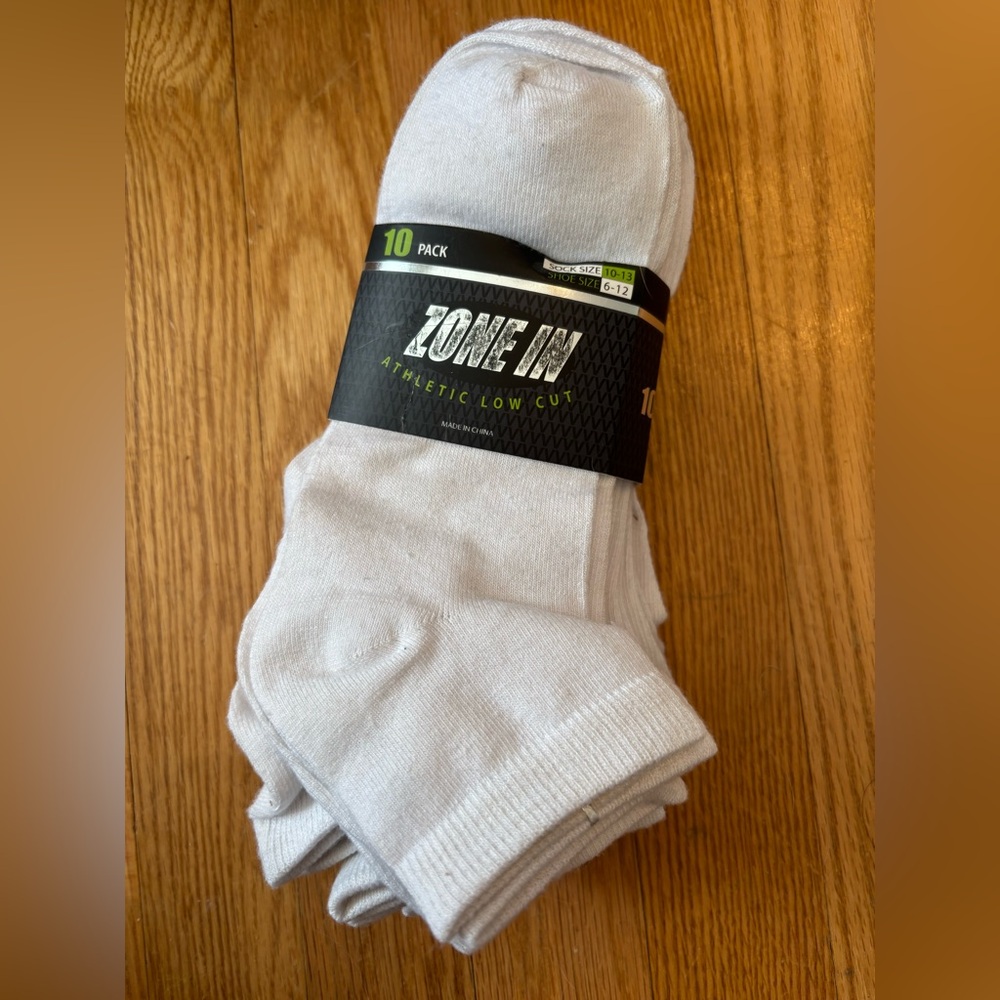 NWT Men's White Athletic Socks - 10 Pack - Size 10-13 Shoe Size 6-12